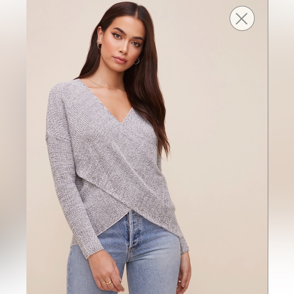 ASTR The Label Wrap Front Sweater Size XS in Heather Grey